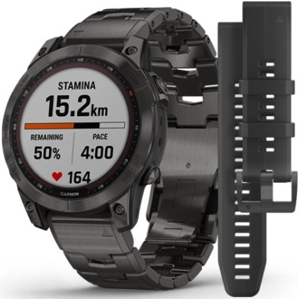 Garmin Fenix 7 Gps Sapphire Solar Carbon Gray DLC Titanium / Black Band 