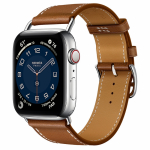 Apple Watch Herm?s S6 44mm (Cellular) Silver Stainless Steel Case / Fauve Attelage Single Tour
