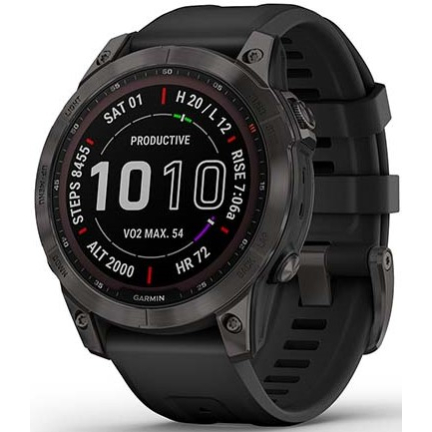 Garmin Fenix 7 Gps Watch Sapphire Solar Black DLC Titanium / Black Band 